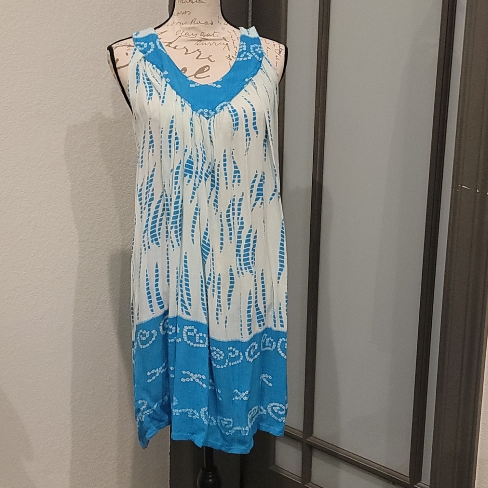 Blue & white tie dye cover up